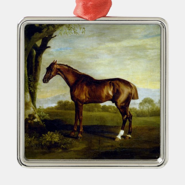 Adorno Metálico Caballo de castaño en un paisaje (George Stubbs) (Frente)
