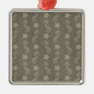 Adorno Metálico Caballo De Mar Antiguo Y Patrón De Starfish