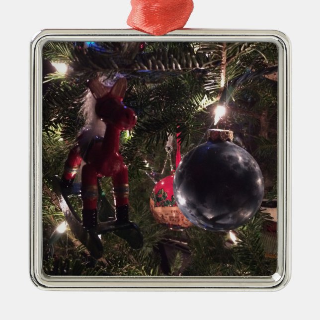 Adorno Metálico Caballo de Rocking de Árbol de Navidad (Frente)