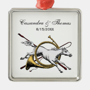 Adorno Metálico Caballo ecuestre preppy saltando a través del colo