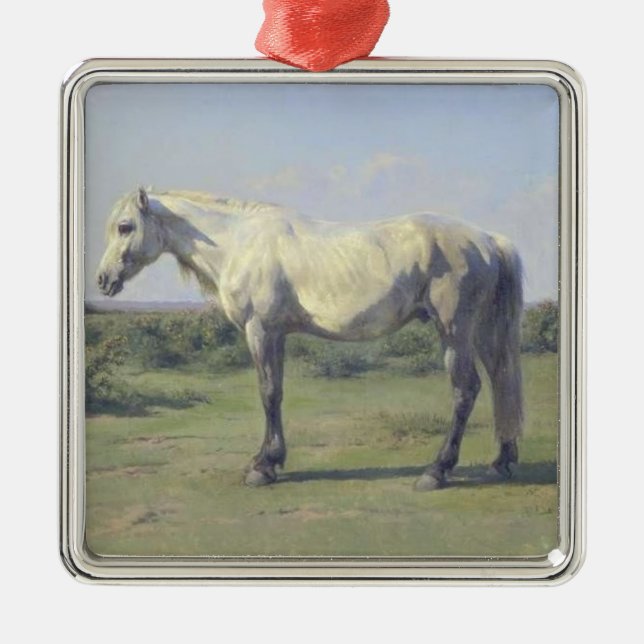 Adorno Metálico Caballo gris en un campo (por Rosa Bonheur) (Frente)