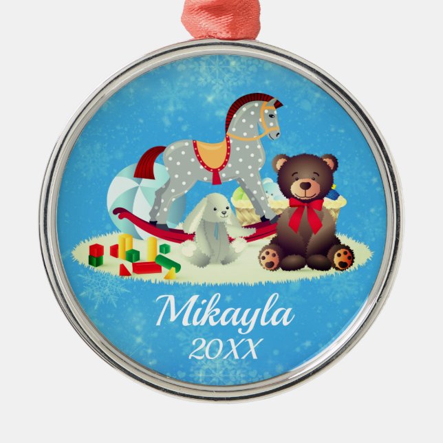 Adorno Metálico Caballo, oso y juguetes de roca (Frente)