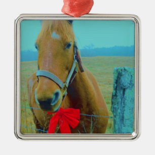 Adorno Metálico Caballo retro de Navidad