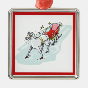 Adorno Metálico Caballo y Carruaje -