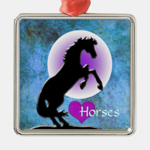 Adorno Metálico Caballos cardíacos V (azul/verde)