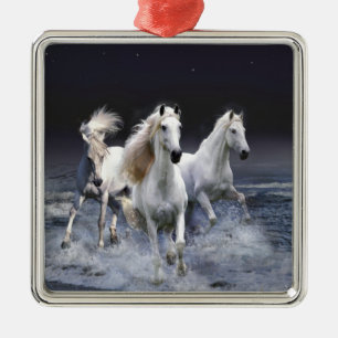 Adorno Metálico Caballos corriendo lanzando almohada