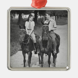 Adorno Metálico Caballos de montar a caballo de los pares