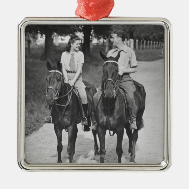 Adorno Metálico Caballos de montar a caballo de los pares (Frente)