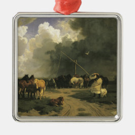 Adorno Metálico Caballos en una tormenta de lluvia (equino)