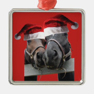 Adorno Metálico Caballos navidades con Santa Claus
