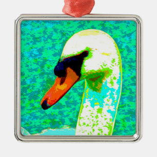 Adorno Metálico Cabeza de Cisne Blanca Majestuosa