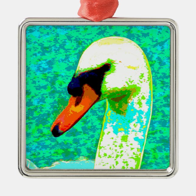 Adorno Metálico Cabeza de Cisne Blanca Majestuosa (Frente)