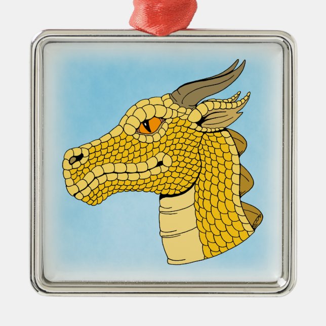 Adorno Metálico Cabeza de dragón dorado en perfil (Frente)