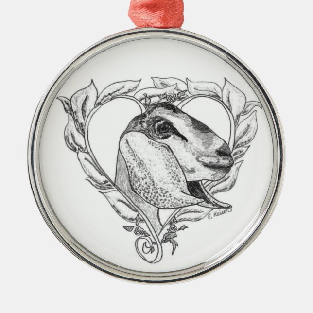 Adorno Metálico Cabeza de Nubian en corazón (Frente)