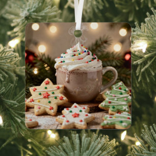 Adorno Metálico Cacao Caliente y Galletas de Azúcar Navidad