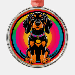 Adorno Metálico Cachorro Dachshund Rodeado de Arcoíris Vibrante