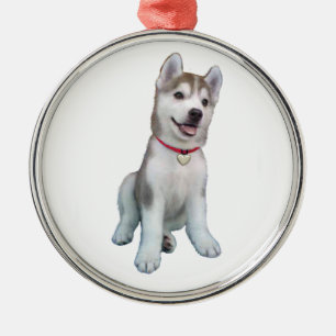 Adorno Metálico Cachorro de Husky Siberiano