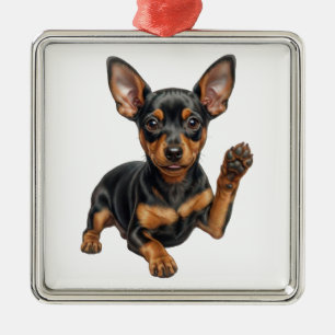 Adorno Metálico Cachorro de Pinscher Miniatura Min Pin Perro Papá