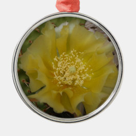 Adorno Metálico Cactus Amarillo en Flor