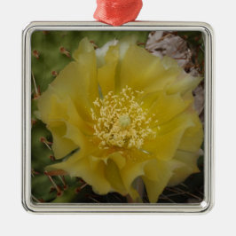 Adorno Metálico Cactus Amarillo en Flor
