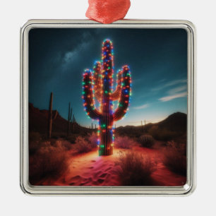Adorno Metálico Cactus del desierto de los Navidades del suroeste
