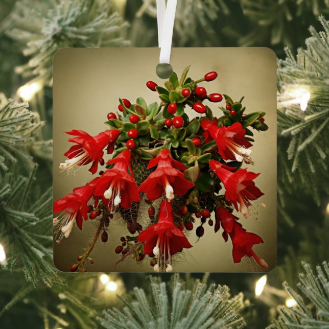 Adorno Metálico Cactus Kisses & Christmas Wishes – A Double-Sided  (in situ)