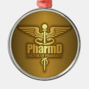 Adorno Metálico Caduceo del oro (PharmD)