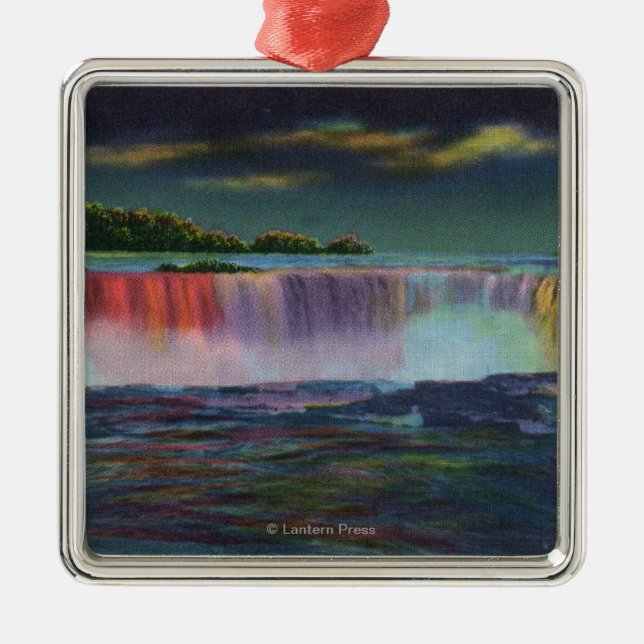 Adorno Metálico Caídas del americano iluminadas en la noche (Frente)