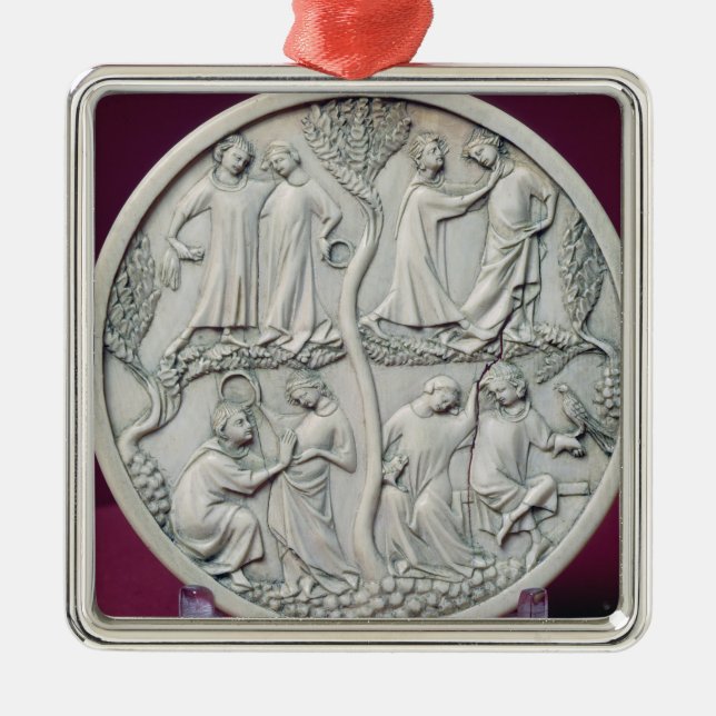 Adorno Metálico Caja del espejo que representa las escenas (Frente)