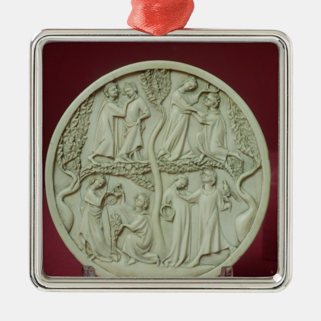 Adorno Metálico Caja del espejo que representa las escenas (Frente)