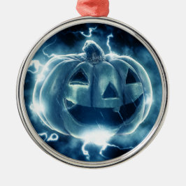 Adorno Metálico calabaza de Halloween bajo la lluvia