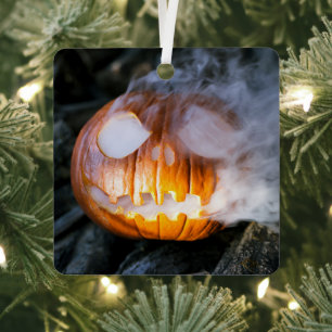 Adorno Metálico Calabaza de Halloween Jack-o-Lantern con la cabeza