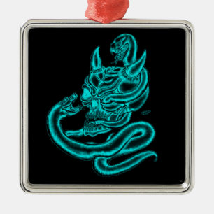 Adorno Metálico Calavera - Cabeza malvada con serpiente
