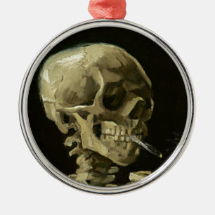 Adorno Metálico Calavera con cigarrillo de Van Gogh