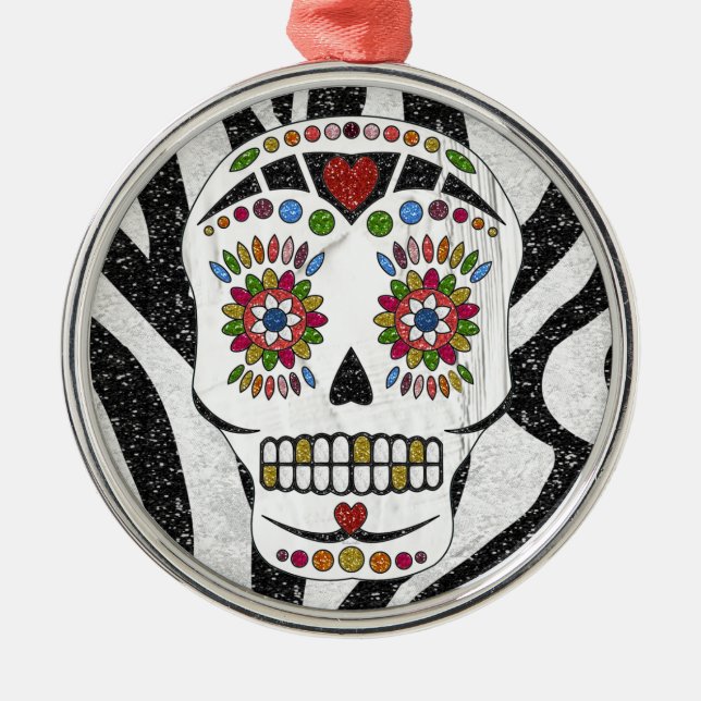 Adorno Metálico Calavera de azúcar de Rockabilly RAB en impresión  (Frente)