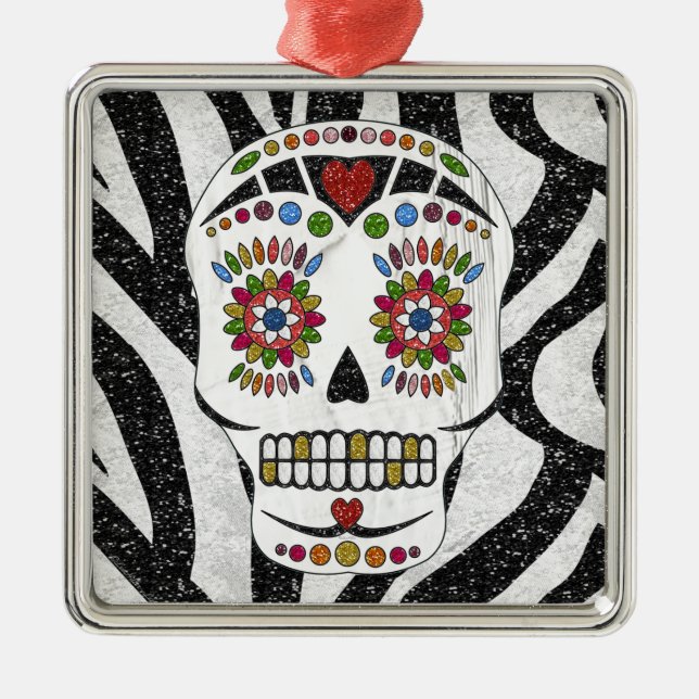 Adorno Metálico Calavera de azúcar de Rockabilly RAB en impresión  (Frente)
