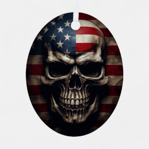 Adorno Metálico Calavera de la bandera americana 