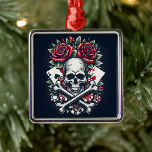 Adorno Metálico Calavera de Póquer