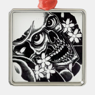 Adorno Metálico Calavera de tatuaje japonesa
