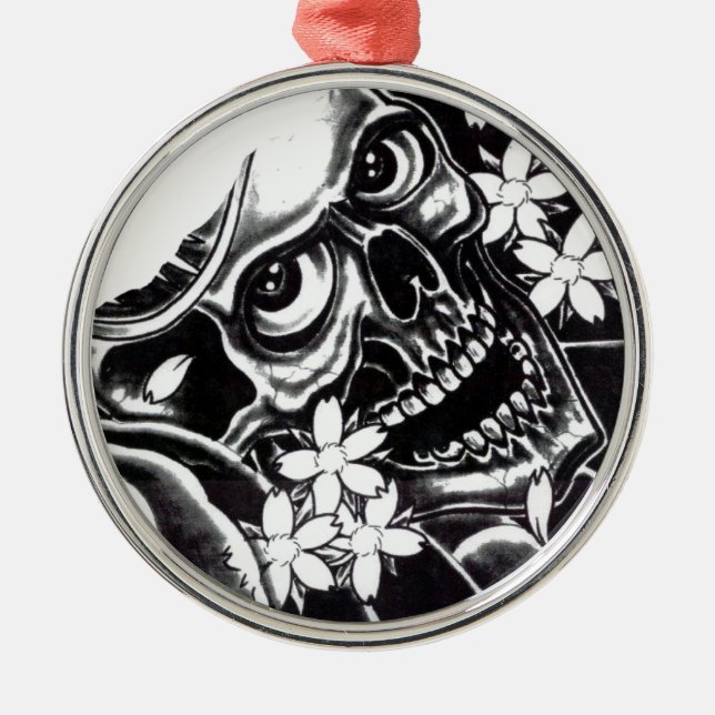 Adorno Metálico Calavera de tatuaje japonesa (Frente)