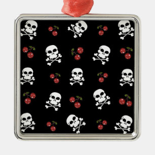 Adorno Metálico Calaveras y Cerezas RAB Rockabilly en Negro