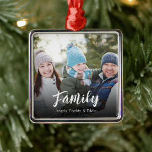 Adorno Metálico Caligrafía Personalizada de Fotos Familiares Simpl