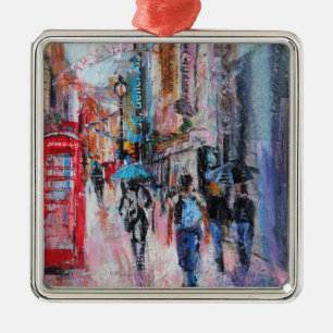 Adorno Metálico Calle de Carnaby del día lluvioso