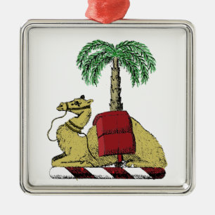 Adorno Metálico Camello heráldico Palma Árbol Color Escudo de Arma