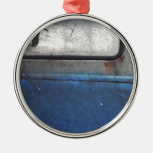 Adorno Metálico Camión blanco y azul brillante