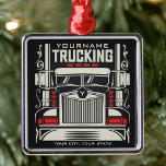 Adorno Metálico Camión personalizado 18 Camión RIG para ruedas<br><div class="desc">Personalizado 18 Wheeler Trucker Big Rig Semi Truck Trucking Company Diseño - Personalizar con su nombre y texto Personalizado!</div>