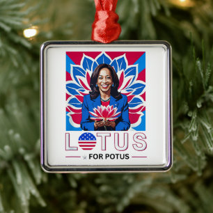 Adorno Metálico Campaña "Lotus Kamala Harris President"