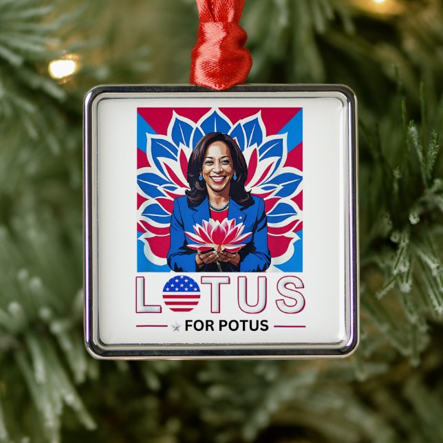 Adorno Metálico Campaña "Lotus Kamala Harris President" (Árbol)