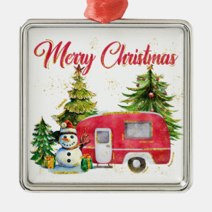 ADORNO METÁLICO CAMPER Y ÁRBOLES DE NAVIDAD DE COLOR ACUÁTICO MERR