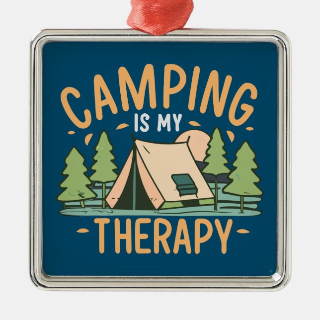 Adorno Metálico Camping Es Mi Terapia (Frente)